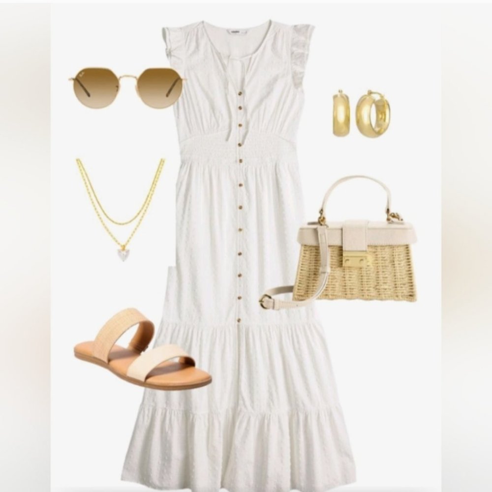 Sonoma White Maxi Dress XL Boho Summer Spring
